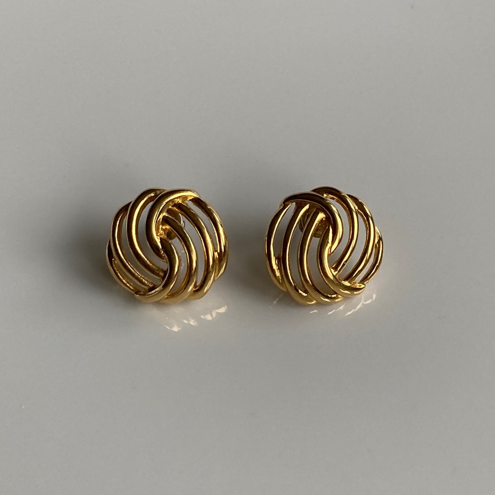 Vintage 80’s Monet Signed Gold Plated Earrings Pierced